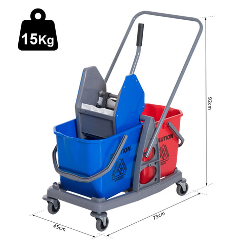 Rootz Schoonmaaktrolley - Blauw, Rood - Metaal, PP - 28,74 cm x 17,71 cm x 36,22 cm