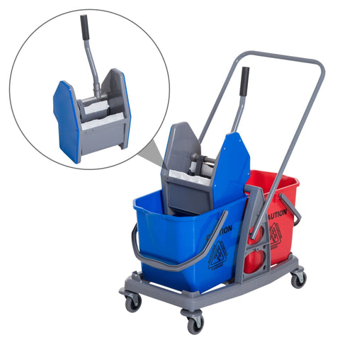 Rootz Schoonmaaktrolley - Blauw, Rood - Metaal, PP - 28,74 cm x 17,71 cm x 36,22 cm