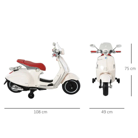 Rootz Electric Vehicle - Children's Vehicle - Children's Motorcycle - Electric Motorcycle With Mp3 Music Lighting - White - 108 x 49 x 75 cm