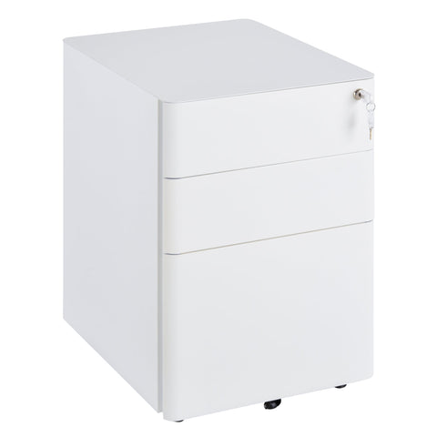 Rootz File Cabinet - Drawer Unit - Steel - Office Cabinet - Including Locker - White
