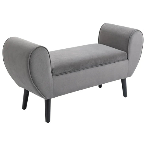 Rootz Bench Seat - Bench Upholstered - Armrests Chest Bench - Sofa Bench - Gray - 118 x 42 x 66 cm