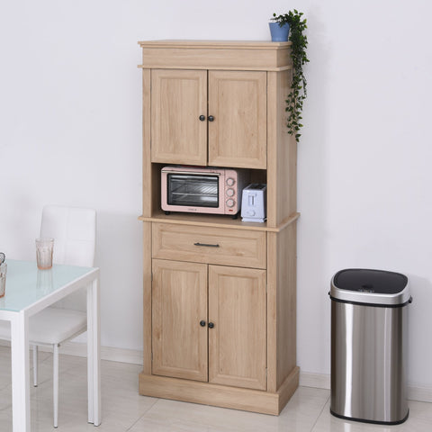 Rootz Kitchen Cabinet - Storage Cabinet - High Cabinet - Adjustable Shelf - Tilt Protection - Storage Space - Doors - MDF - Oak