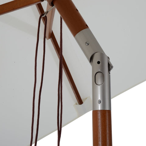 Rootz Parasol - Garden Parasol - Foldable - Sun Protection - Wood - Polyester - Shade - Cream/Grey - Brown - 200 x 150 x 230 cm