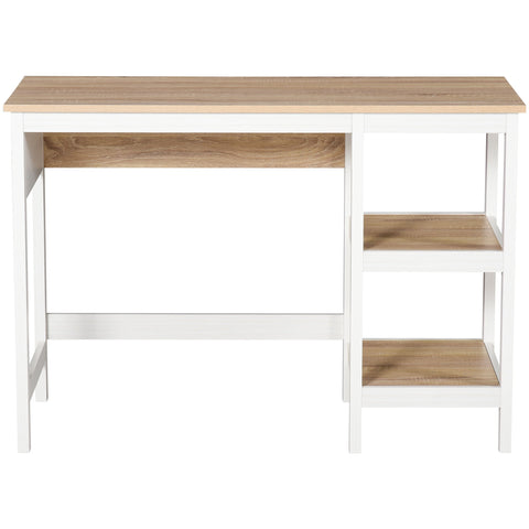 Rootz Desk - 2 Shelves - Storage Space - MDF - Natural/White - 110 x 48 x 76.2 cm - Processed Wood - Natural - White