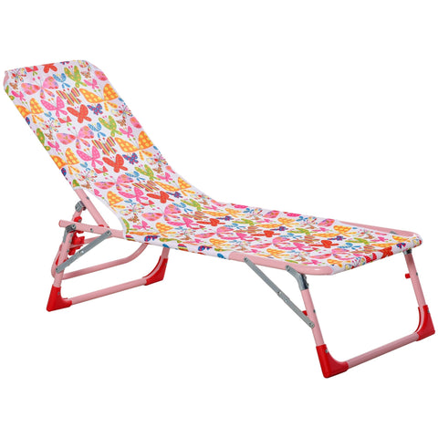 Rootz Kinderliege - Verstellbarer Gartenstuhl - Klappbar - Metall - Rosa - 118 x 40 x 24 cm
