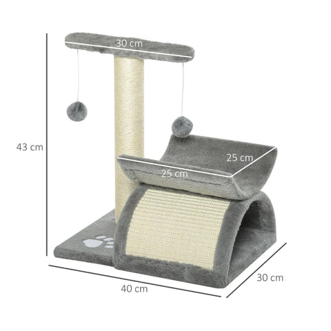 Rootz Scratching Post - Play Tree - Chipboard - Light Gray - 40 x 30 x 43 cm
