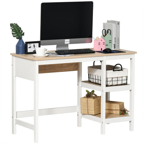 Rootz Desk - 2 Shelves - Storage Space - MDF - Natural/White - 110 x 48 x 76.2 cm - Processed Wood - Natural - White