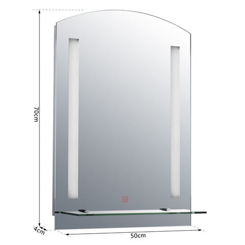 Rootz Bathroom Mirror - Wall Mirror - Mirror - Aluminum - LED Lighting - White Light - Glass - 50 x 4 x 70 cm