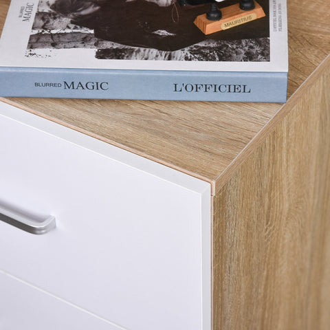 Rootz Bookcase - 3 Levels - 4 Drawers - Processed Wood - Melamine - 40 x 40 x 170 cm - Natural - White