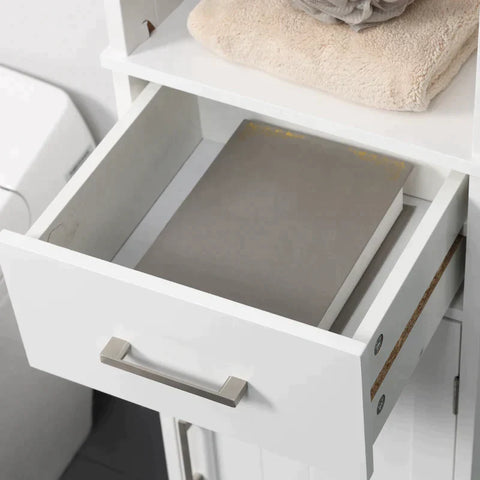 Rootz Bathroom Cabinet - Freestanding Bathroom Furniture - With Drawers - Cabinet Storage - Cabinet - White/Grey - 34 x 30 x 163 cm