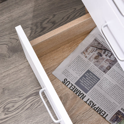 Rootz Bookcase - 3 Levels - 4 Drawers - Processed Wood - Melamine - 40 x 40 x 170 cm - Natural - White