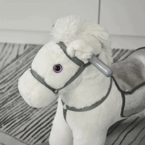 Rootz Rocking Horse - Children's Rocking Horse - Baby Rocking Animal - Toy Rocker - Animal Sounds Toy - White - 65 x 26 x 55 cm