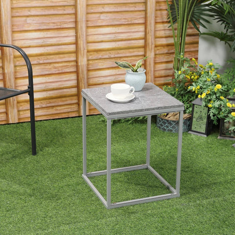 Rootz Patio Table - Garden Table - Side Table - Coffee Table - With Metal Frame - For Garden - Metal - Grey - 40 x 40 x 50 cm