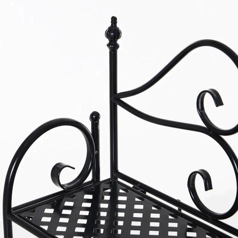 Rootz Plant Shelf - Garden Shelf - Flower Shelf - Flower Stairs With 3 Shelves - Black - 56 x 30 x 114 cm