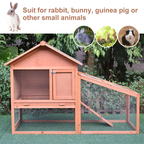 Rootz Small Animal Hutch - Rabbit Hutch - Wood Hutch - Animal Hutch - Animal Cage - 144 x 64.5 x 100 cm