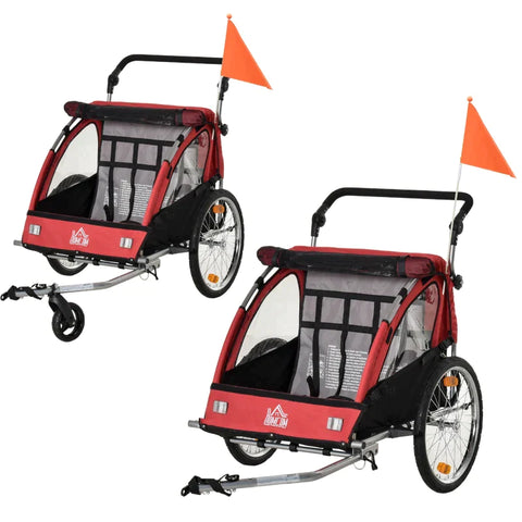 Rootz Bike Trailer - Children's Trailer - Child Bike Trailer - Foldable Bike Trailer - 360° Rotatable - Rain Cover - Red/Black - 160 x 84 x 106 cm