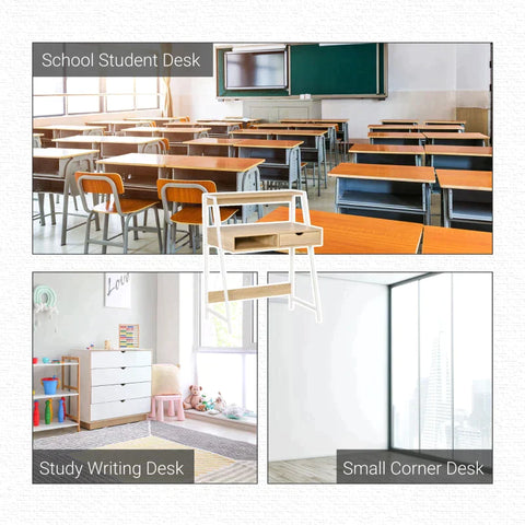 Rootz Desk -  Desk With Drawer And Shelf - Large Storage Space - E1 Chipboard - Metal Frame - Natural - 80 x 50 x 100 cm