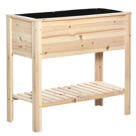 Rootz Verhoogd Bed - Houten Plantenbak Met Bewateringssysteem - Bloembak - Bloempot - Kruidenbed - Naturel - 90 x 40 x 81 cm