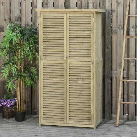 Rootz Tool Shed - Garden Cabinet - Asphalt Roof - 4 Compartments - Grey - 87 x 46.5 x 160 cm