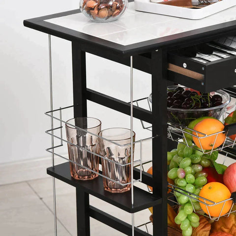 Rootz Kitchen Trolley - Serving Trolley - Trolley - Indoor - Outdoor - Black -  W57 x D37 x H83 cm