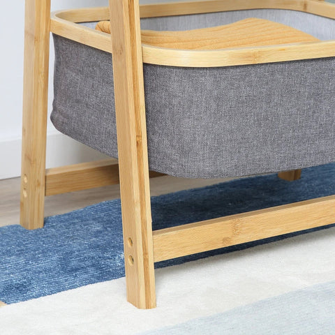 Rootz Standing Shelf - Bamboo Shelf - 3 Tier Shelf - Natural + Dark Grey - 45 cm x 31.5 cm x 108 cm