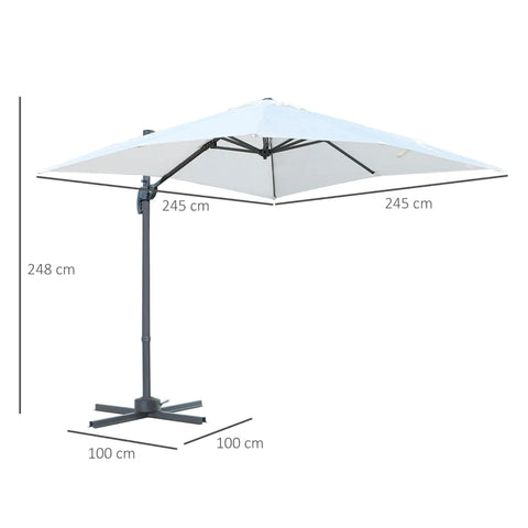 Rootz Parasol - Square Umbrella Parasol - Garden Umbrella - Parasol Umbrella - 245 x 245 cm