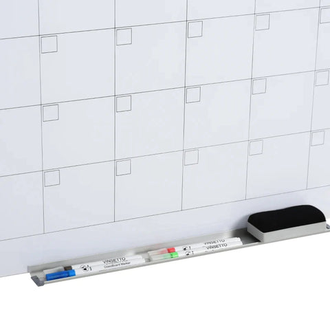 Rootz Whiteboard - Whiteboard Kalender - Organiseren van vakantieplannen en maandelijkse planning - 1 pennenhouder - 4 stiften &amp; gum - 90 x 60 cm