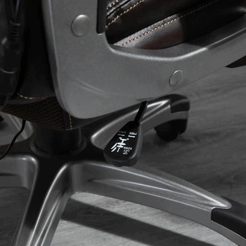 Rootz Office Chair - Massage Chair - 6-point Massage Swivel Chair - Ergonomic Chair - Adjustable In Faux Leather With Curved Headrest And Armrests - Brown - 70 x 76.5 x 114-124 cm