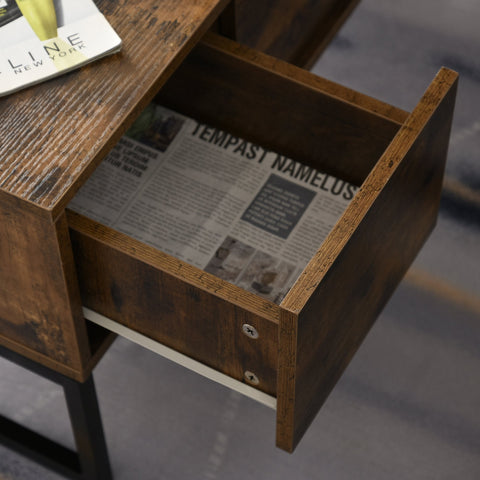 Rootz Salontafel - Salontafel - In Hoogte Verstelbaar Blad - 100L x 60D x 40H cm - Opbergruimte - Top Lift - Ruimtebesparend - Bruin - Bewerkt Hout - Staal Gram