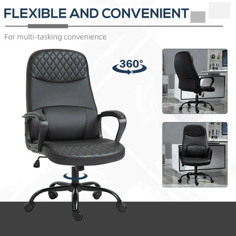 Rootz Office Chair - Massage Chair - Height-adjustable Executive Chair - Gaming Chair - Ergonomic Swivel Chair - PU Leather - Grey/Brown - 60 x 70 x 109-119 cm