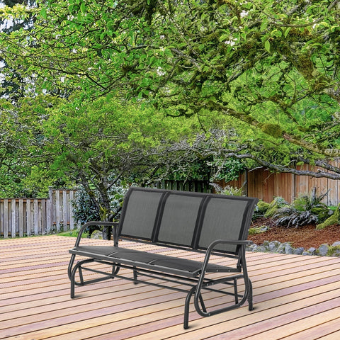 Rootz Swing Bench - 3-Seater Garden Bench - Park Bench - Metal - Black - 151 x 75 x 85 cm