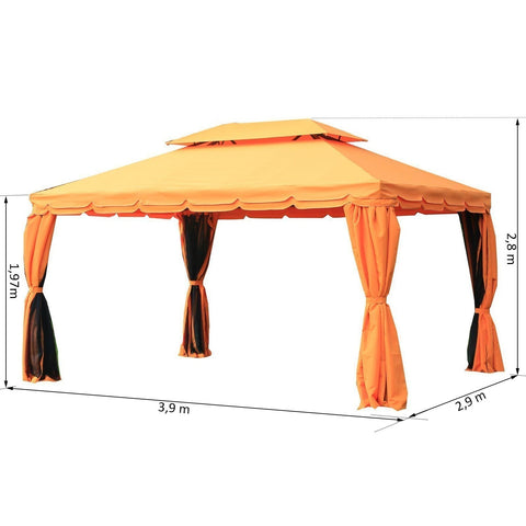 Rootz Pavilion - Party tent - Luxury - Side walls - 3 x 4 m - Double Roof - Aluminum - Polyester - Orange