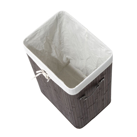 Rootz 72L Laundry basket - Laundry box - Washbasin - Angular - Brown / Gray - Bamboo - Lid - 40 x 30 x 60 cm