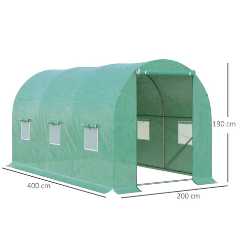 Rootz Greenhouse - Walk-in Greenhouse - Foil Greenhouse - Tomato Greenhouse - Foil Tunnel - Green - 395 X 195 X 190 Cm