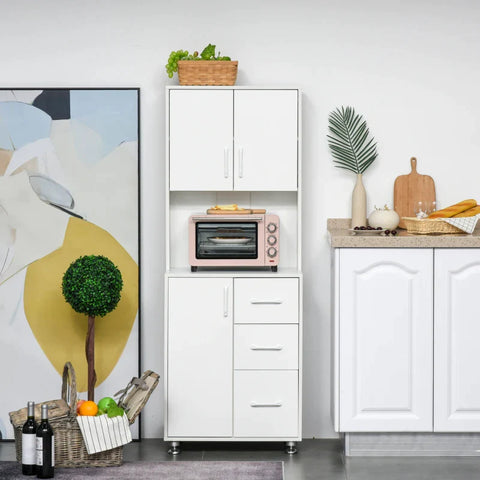 Rootz Storage Cabinet - Kitchen Cabinet - Kitchen Cupboard - Tall Cabinet - White - 60 x 40 x 150 cm