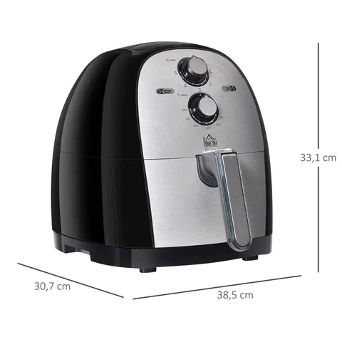 Rootz Air Fryer - Frying Basket - Hot Air Fryer For Frying Grilling Roasting Baking Without Fat - PP Aluminum - Silver/Black - 38.5 x 30.7 x 33.1 cm