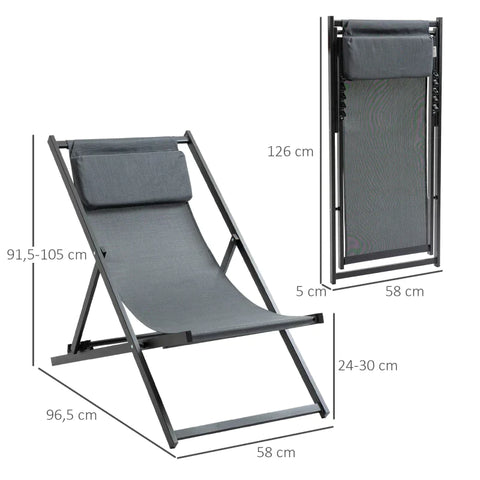 Rootz Klappstuhl – Klappbarer Gartenstuhl – Balkonstuhl – Campingstuhl – 2er-Set – Grau