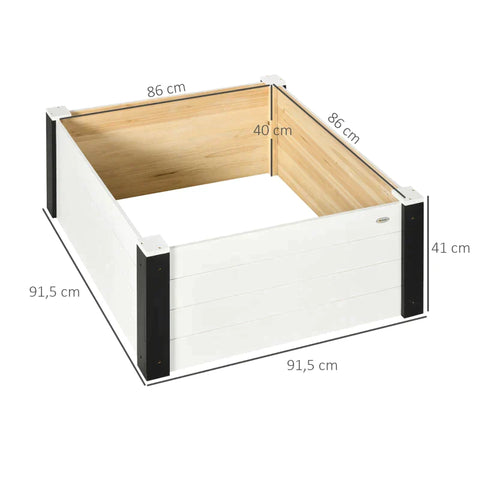 Rootz Raised Bed - Reinforced Edges - Weather Resistant - Black + White - 91.5cm x 91.5cm x 41cm