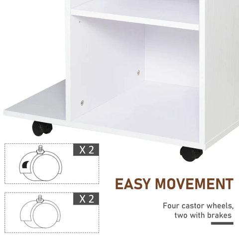 Rootz Printer Stand - Printer Table - Printer Trolley - Filing Cabinet - White