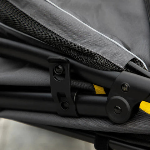 Rootz Folding Dog Trolley - One-click System - Foldable - 2 Safety Lines - Dark Gray + Black - 112L x 65W x 100H cm