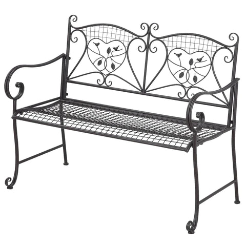 Rootz Garden Bench - Park Bench - 2-Seater Park Bench - Garden Furniture - With Backrest - Up To 220 Kg - Weatherproof - Metal - Coffee - 114 x 53.5 x 91 cm