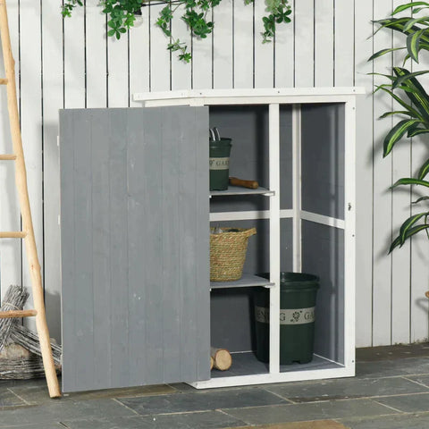 Rootz Garden Shed - Garden Storage Shed - Garden Cabinet - Tool Shed - Garden Tool Shed - Gray - 75 x 56 x 115cm