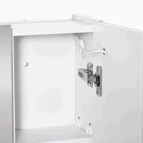 Rootz Mirror Cabinet - Bathroom Cabinet With LED Lighting - White - 90 x 15 x 75 cm