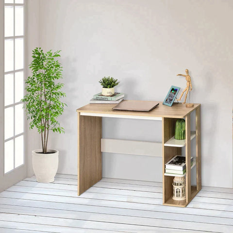 Rootz Desk - Bookshelf - Computer Desk - Office Table - Nature/White - 100 x 44 x 74 cm