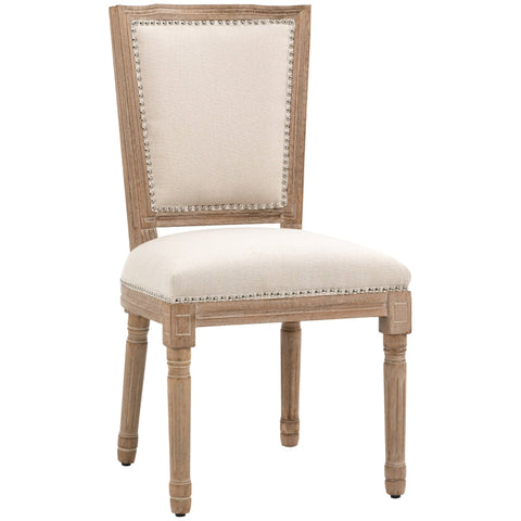 Rootz Dining Chair - Kitchen Chair - Rivet Decor - French Country House Style - Rubber Wood - Cream White - 50 x 59 x 97cm