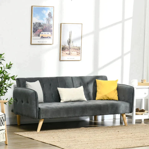 Rootz Slaapbank - Slaapbank Met Uitschuifbare Bijzettafel - Donkergrijs - 183 x 87 x 75 cm