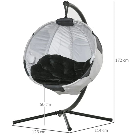 Rootz Hanging Chair - With Frame - Football Design Hanging Swing - Hanging Chair - With Cushion