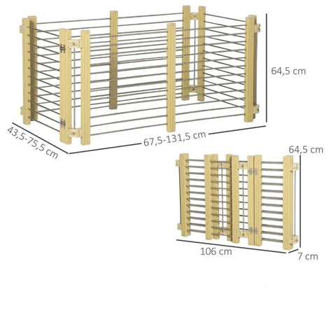 Rootz Dierenbox - Dierenbox - Puppybox - In maat verstelbaar - Hout-kunststof composiet/roestvrij staal - Natuurlijk hout - 67,5-131,5L x 43,5-75,5B x 64,5H cm