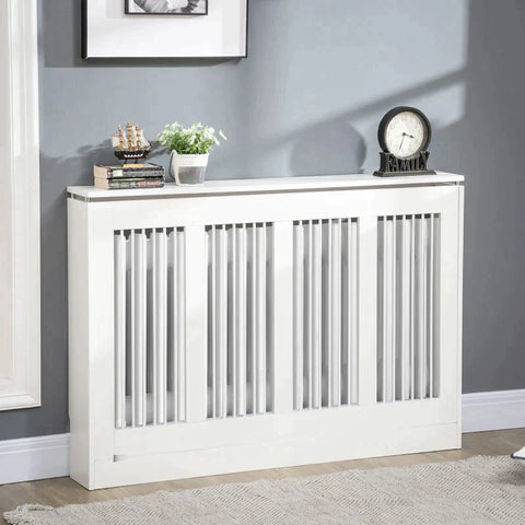 Rootz Radiatorhoes - Verwarmingshoes - Radiatorhoes - Voor Slaapkamer Woonkamer - MDF/Staal - Wit - 120 x 18 x 84 cm