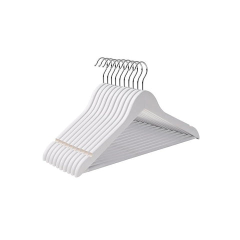 Rootz Hanger - 10 Stuks Hangers - Hangers Met Broekstang - Kleerhanger - Kleerhanger - Kledinghanger - Kunststof Hanger - Antislip Hanger - Ruimtebesparende Hanger - Wit - 44,5 x 23 x 1,2 cm (B x H x D)